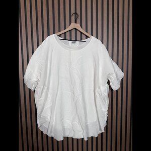 Shaina Mote Tunic Top OS Womens White Short Sleeve Popover Blouse